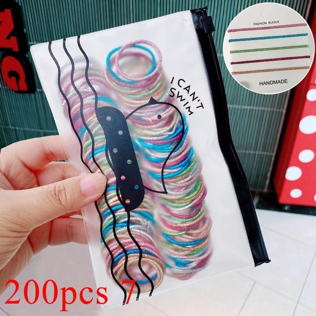 200/500pcs/Bag Girls Cute Colorful Basic Elastic Hair Bands Ponytail Holder Children Scrunchie Rubber Band Kids Hair Accessories