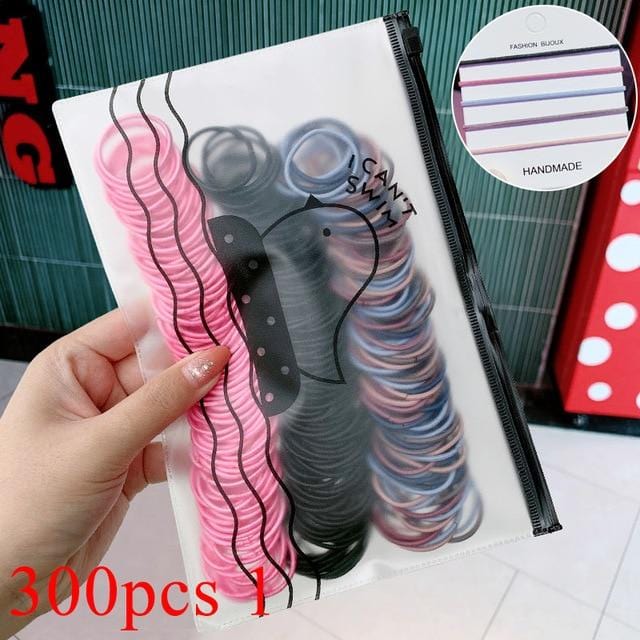 200/500pcs/Bag Girls Cute Colorful Basic Elastic Hair Bands Ponytail Holder Children Scrunchie Rubber Band Kids Hair Accessories