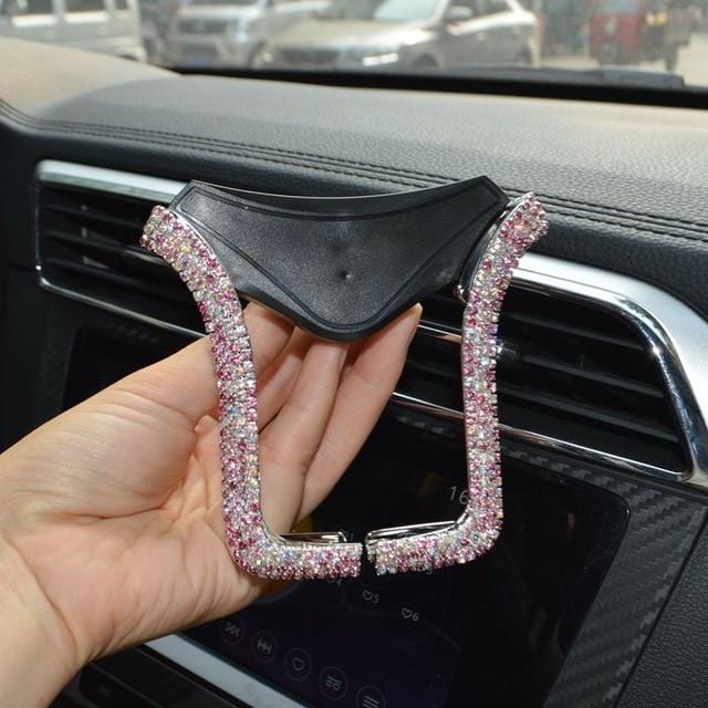 Universal Car Phone Holder with Bing Crystal Rhinestone Car Air Vent Mount Clip Cell Phone Holder for iPhone Samsung Car Holder