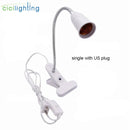 EU US Plug 360 Degrees Flexible Desk Lamp Holder E27 Base Light Socket Gooseneck Clip-On Cable With On Off Switch for Home Plant