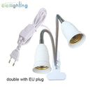 EU US Plug 360 Degrees Flexible Desk Lamp Holder E27 Base Light Socket Gooseneck Clip-On Cable With On Off Switch for Home Plant