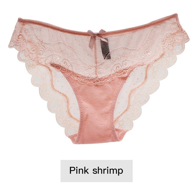 8colors Sexy Lace Panties Soft Breathable Briefs Women Underwear Ladies Panty Transparent Tempting Low-Rise Cotton Lingerie