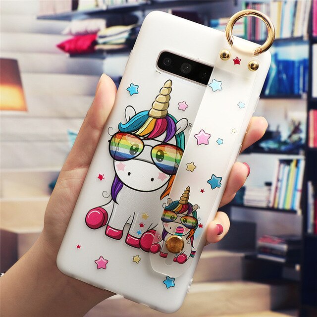 Cartoon Wrist Strap Case For Samsung Galaxy S20 Ultra S10 S9 S8 Plus Note 10 9 8 A51 A81 A71 A70 A40 A50 A30 A10 A9 Coque Gifts