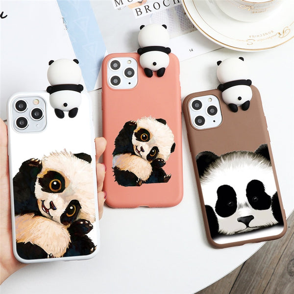 3D Cute Panda Case For iPhone XR 11 Pro XS Max X SE 2 2020  iphone 7 8 6 S 6S Plus 7Plus 5 5S
