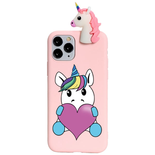 3D  Unicorn Cartoon Silicone Soft Case For iPhone 11 PRO SE 2020 X XR XS MAX 6 S 7 8 Plus 5