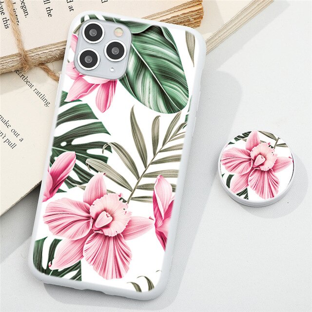 Tropical Floral Stand Phone Holder Case For iphone 11 Pro X XR XS Max SE 2  7 8 6 6S Plus