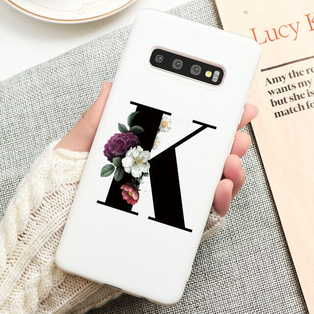 Custom Name Letter Silicone Case For Samsung Galaxy A40 A50 A70 A51 A71 A21 A10 Cover Note 10 8 9 A7 A9 A6 A8 Plus 2018