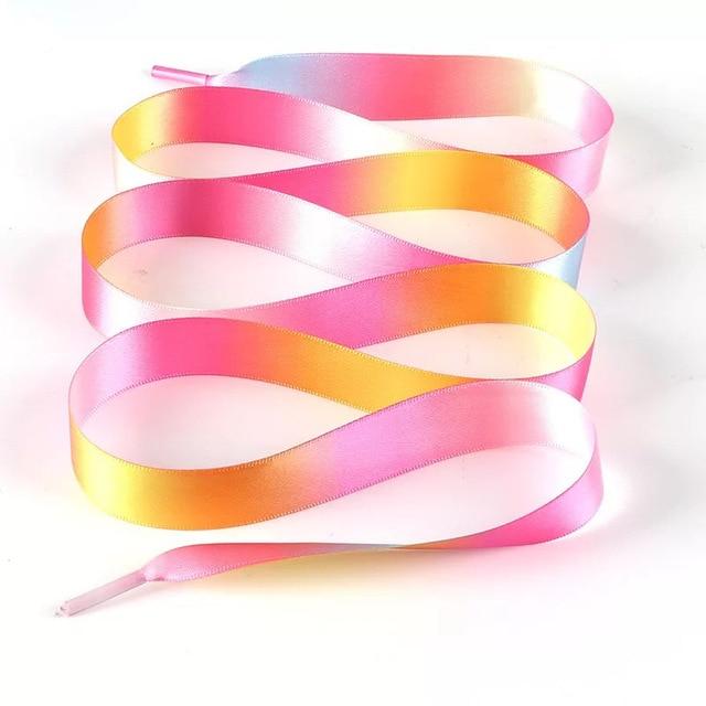 1 Pair 22 Colors Silk Satin Shoelaces 2 CM Width Flat Ribbon Shoe laces Boots Women Sneakers Shoelace Length 80CM 100CM 120CM S1