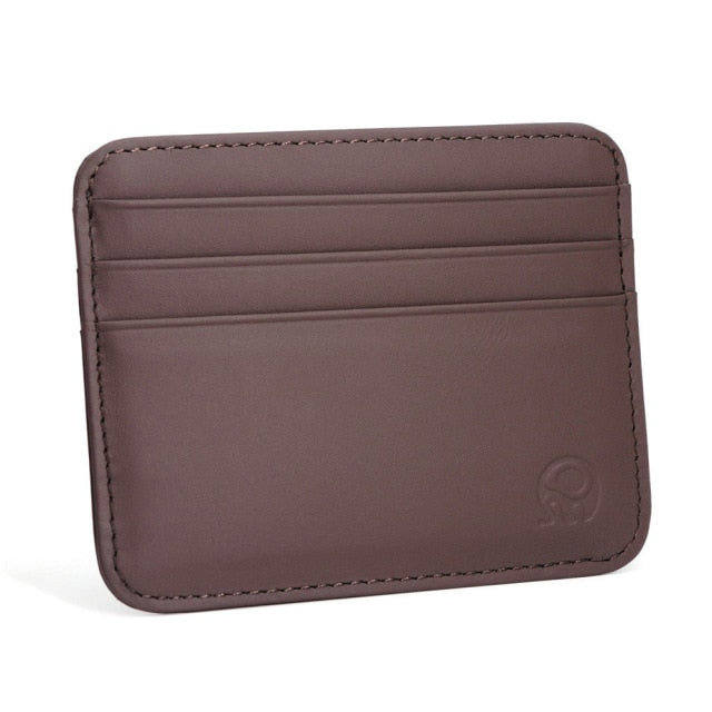 New Thin Genuine Leather Mini Wallet Slim Bank Credit Card Holder Men's Business Small ID Case For Man Purse 6 Slots Cardholder