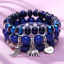 4pcs/set wings heart alloy pendant beads bohemian bracelets women lava stone wristband bangles for party