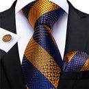 Men Luxury Gold  Silk Tie And Cufflinks Gift Set