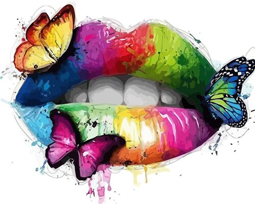 HUACAN Paint By Numbers Lip Kit Drawing On Canvas Wall Art HandPainted Home Decor DIY Gift