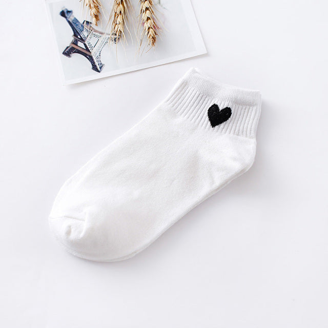 10pcs=5pairs Women Short Socks Red Heart Cute College Fresh Female Socks Soft Cotton Summer Autumn Hot Sale Girls Sock Meias Sox