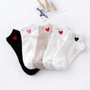 10pcs=5pairs Women Short Socks Red Heart Cute College Fresh Female Socks Soft Cotton Summer Autumn Hot Sale Girls Sock Meias Sox