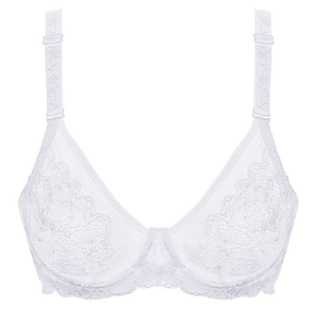 Meizimei transparent bras for women ultra thin lace bralette underwire push up plus big size top bh summer 34 36 38 40 ABCD cup