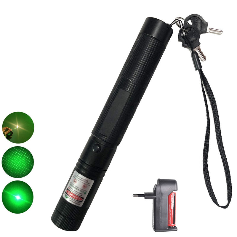 Powerful 10000m 532nm Green Laser Sight laser pointer Powerful Adjustable Focus Lazer with laser pen Head Burning Match