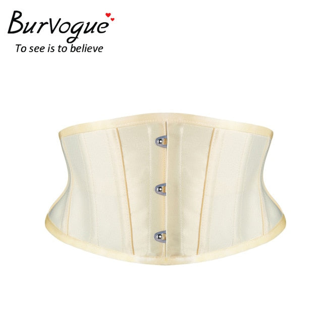 Burvogue Waist Trainer Corsets Slimming Shaper Belt Short Torso Satin Underbust Corset Sexy Lace Up Bustiers & Corsets Women