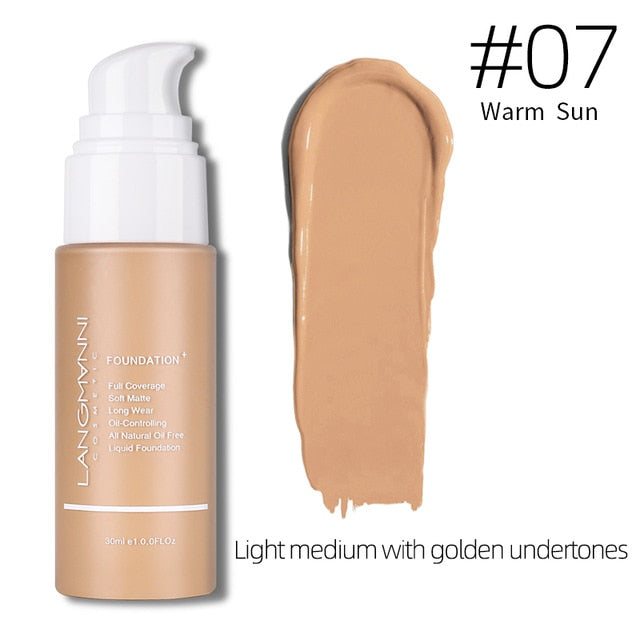 Langmanni 30ml Liquid Foundation Soft Matte Concealer 13 Colors Primer Base Professional Face Make up Foundation Contour Palette