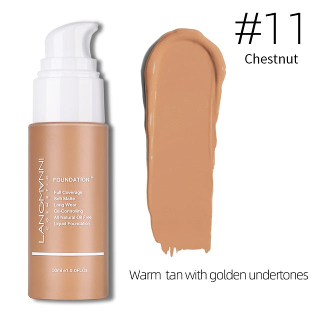 Langmanni 30ml Liquid Foundation Soft Matte Concealer 13 Colors Primer Base Professional Face Make up Foundation Contour Palette