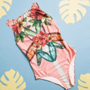 Sexy Print One Piece 2020 Swimsuit Closed Large Size Swimwear Push Up Women Flower Vintage Body Swim Beach Pool Bathing Suit