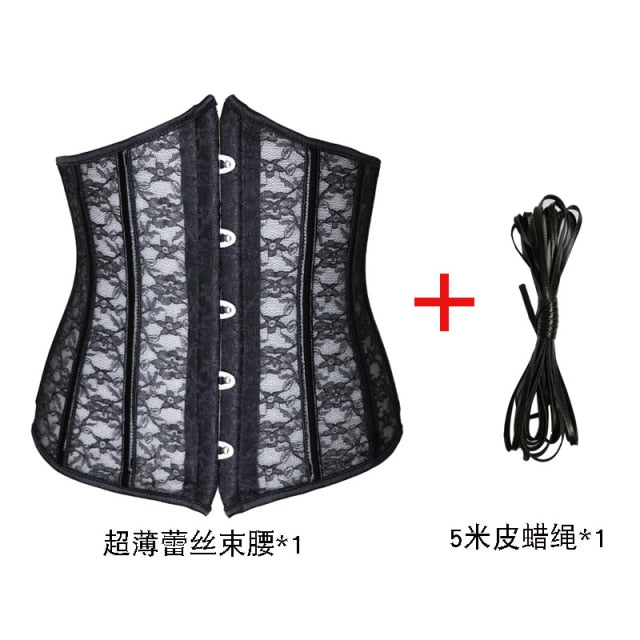 Sexy Corset Underbust Women Gothic Corset Top Curve Shaper Modeling Strap Slimming Waist Belt Lace Corsets Bustiers Black White