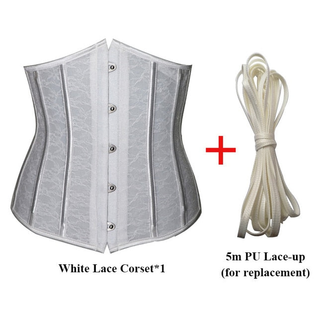 Sexy Corset Underbust Women Gothic Corset Top Curve Shaper Modeling Strap Slimming Waist Belt Lace Corsets Bustiers Black White