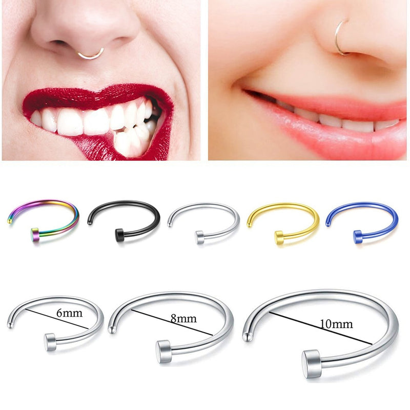 New Medical Titanium Punk Clip on Fake Piercing Body Nose Lip Rings Unisex Nose Ring Women Septum Piercing Jewelry