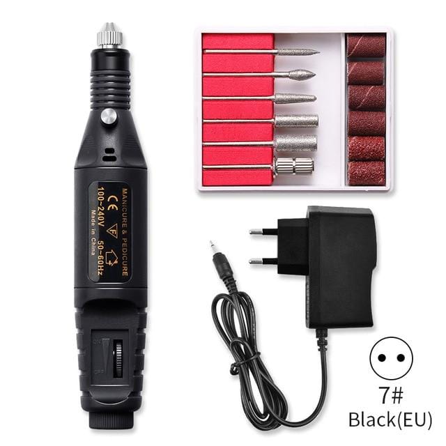 1 Set 6 Bits Nail Art Drill File UV Gel Remove Sanding Buffer Pedicure Electric Machine Drills Professional Nail Art Tools Kit