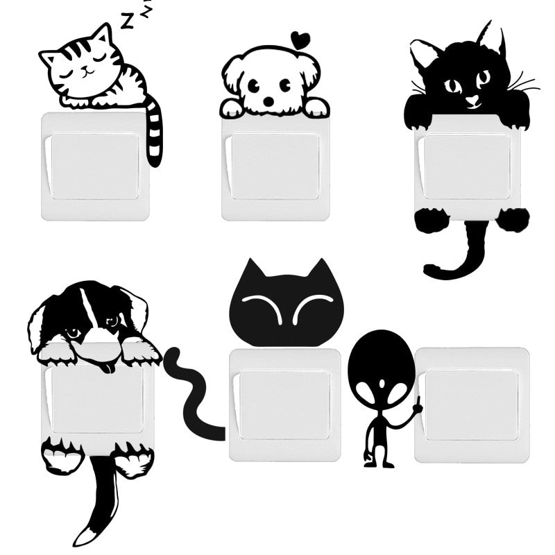 Cute Cat Dog Switch Stickers