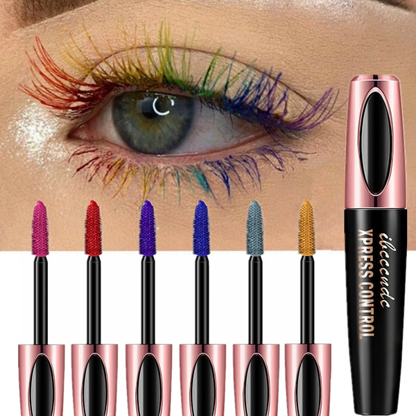 Colorful 4D Mascara Waterproof Lasting Thick Curling Blue Yellow Black Silk Fiber Lash Mascara Eyelash Thicken Color Eyes Makeup