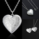Unique Carved Design Heart-shaped Photo Frame Pendant Necklace Charm Openable Locket Necklaces Women Men Memorial Jewelry