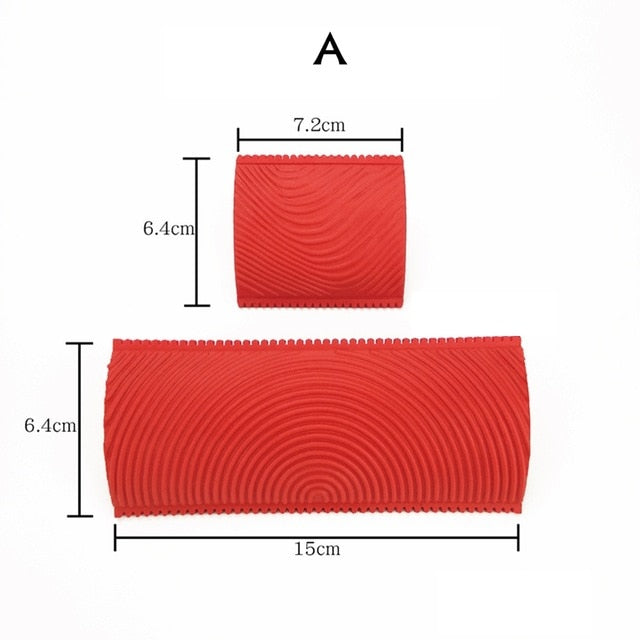 2Pcs/set Rubber Roller Brush Imitation Wood Graining Wall Painting Home Decoration Art Embossing DIY Brushing Painting Tools