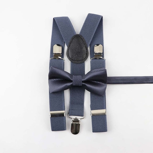 Men Bow Tie Adjustable Elastic Suspenders With  Clip-on Braces