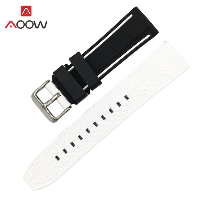 Soft Silicone Sport Watchband 20mm 22mm 24mm 26mm Rubber Diving Waterproof Men Replacement Bracelet Band Strap Watch Accessories