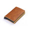 RFID Business Credit Card Holder Men Multifunction Automatic Aluminium Alloy Leather Cards Case Mini Wallet Slim Coin Purse