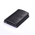 RFID Business Credit Card Holder Men Multifunction Automatic Aluminium Alloy Leather Cards Case Mini Wallet Slim Coin Purse