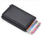 RFID Business Credit Card Holder Men Multifunction Automatic Aluminium Alloy Leather Cards Case Mini Wallet Slim Coin Purse