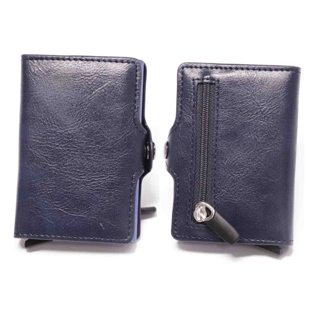 RFID Business Credit Card Holder Men Multifunction Automatic Aluminium Alloy Leather Cards Case Mini Wallet Slim Coin Purse