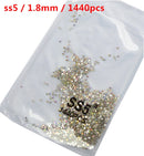 SS3-ss8 1440pcs Clear Crystal AB gold  3D Non HotFix FlatBack Nail Art Rhinestones Decorations Shoes And Dancing Decoration