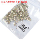 SS3-ss8 1440pcs Clear Crystal AB gold  3D Non HotFix FlatBack Nail Art Rhinestones Decorations Shoes And Dancing Decoration