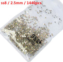 SS3-ss8 1440pcs Clear Crystal AB gold  3D Non HotFix FlatBack Nail Art Rhinestones Decorations Shoes And Dancing Decoration