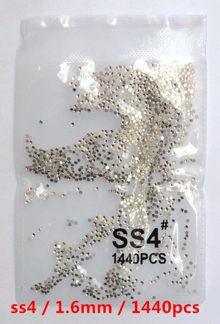 SS3-ss8 1440pcs Clear Crystal AB gold  3D Non HotFix FlatBack Nail Art Rhinestones Decorations Shoes And Dancing Decoration