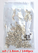 SS3-ss8 1440pcs Clear Crystal AB gold  3D Non HotFix FlatBack Nail Art Rhinestones Decorations Shoes And Dancing Decoration