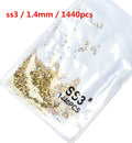 SS3-ss8 1440pcs Clear Crystal AB gold  3D Non HotFix FlatBack Nail Art Rhinestones Decorations Shoes And Dancing Decoration