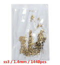 SS3-ss8 1440pcs Clear Crystal AB gold  3D Non HotFix FlatBack Nail Art Rhinestones Decorations Shoes And Dancing Decoration