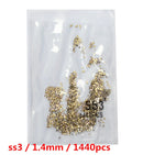 SS3-ss8 1440pcs Clear Crystal AB gold  3D Non HotFix FlatBack Nail Art Rhinestones Decorations Shoes And Dancing Decoration