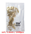 SS3-ss8 1440pcs Clear Crystal AB gold  3D Non HotFix FlatBack Nail Art Rhinestones Decorations Shoes And Dancing Decoration