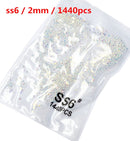 SS3-ss8 1440pcs Clear Crystal AB gold  3D Non HotFix FlatBack Nail Art Rhinestones Decorations Shoes And Dancing Decoration