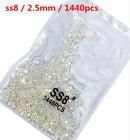 SS3-ss8 1440pcs Clear Crystal AB gold  3D Non HotFix FlatBack Nail Art Rhinestones Decorations Shoes And Dancing Decoration