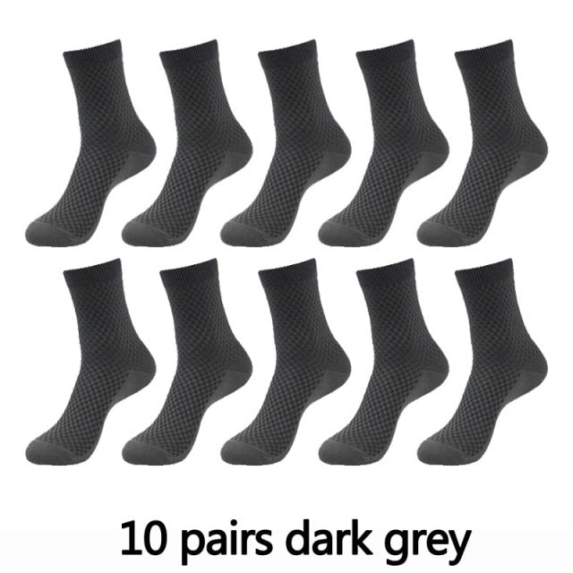 10 Pairs High Quality Bamboo Fiber Men's Socks Business Breathable Deodorant Compression Socks Men Long Big Size EUR 38-46
